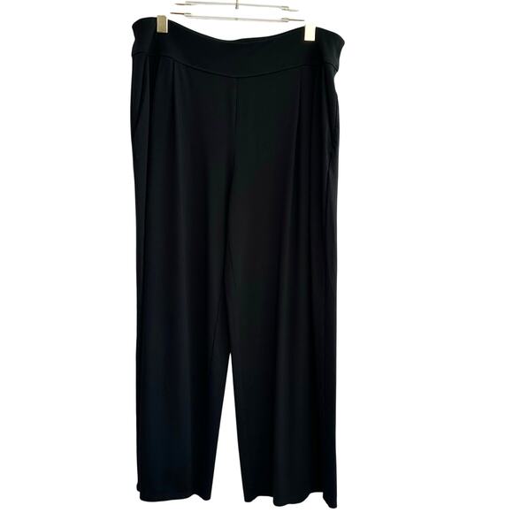 J. Jill Pants - J. Jill Wearever Pleated Cropped Pant Women Large Black Wide Leg Pockets Modest